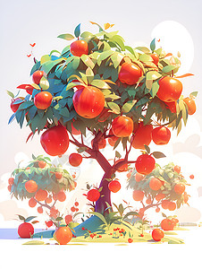 果树果园卡通苹果树插画插画