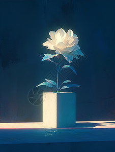 光影展台上的花朵插画