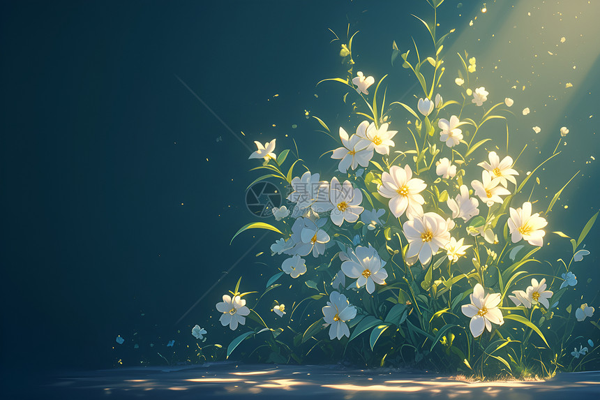 光影背景下的花朵盛开图片
