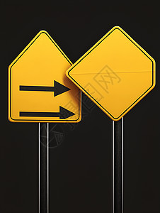 黄色路标指示牌黄色路标指引插画