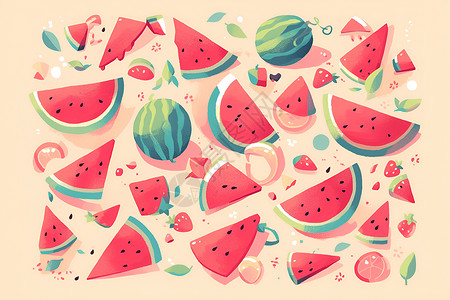 夏日欢乐西瓜设计背景图片