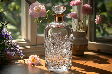 透明的水晶玻璃瓶背景图片