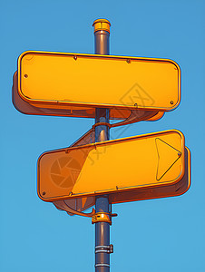 木块指示路牌双黄指示牌的插画插画