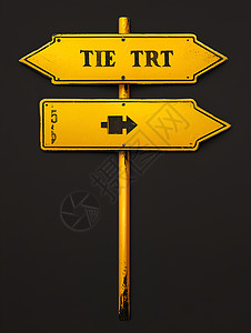 木块指示路牌双黄指示牌在黑色背景下插画