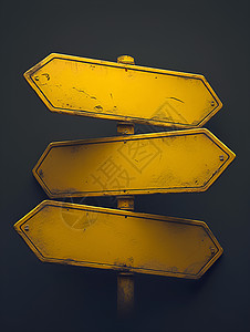 木块指示路牌黄色指示牌插画
