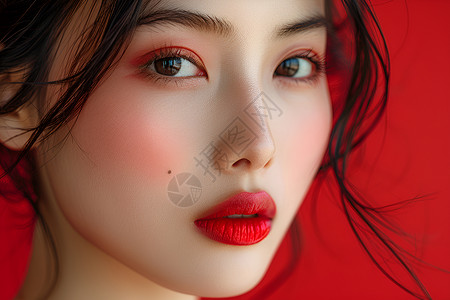 亚洲女性面容的优雅之美背景图片