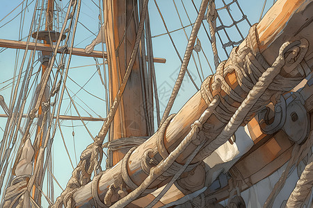 船舷船舶和桅杆插画