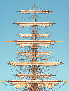 大海船只漂亮的大船帆插画