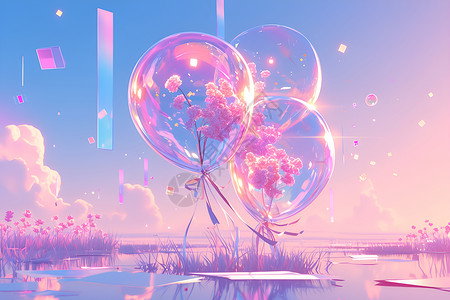 设计的梦幻气球插图背景图片