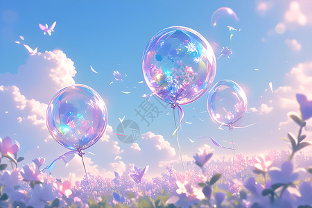 促销漂浮物梦幻炫目的气球插画
