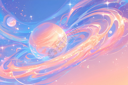 土星之水宇宙之冥王星插画
