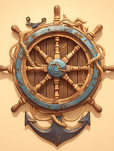 航海船舵船舵的魅力插画