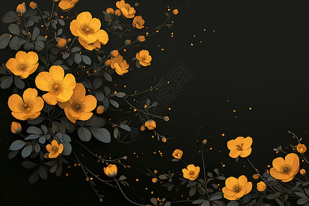 黄色花卉悬浮黄花插画