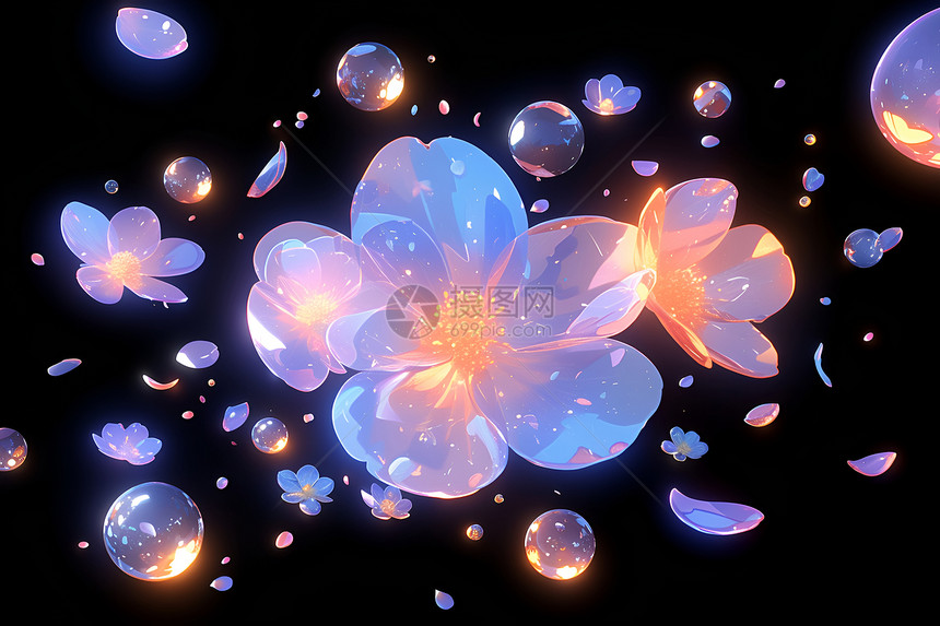 漂浮的花瓣仙境图片
