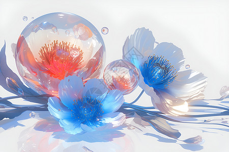 梦幻的泡泡花朵背景图片