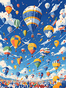 梦幻的热气球节日背景图片