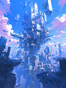 未来的城市高楼背景图片