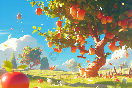 果树上的苹果插图插画