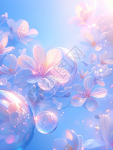 花瓣与泡泡背景图片