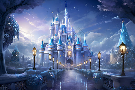 梦幻的城堡建筑背景图片
