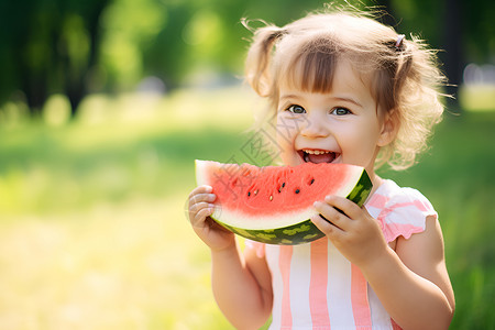 可爱立夏字体吃西瓜的女孩背景