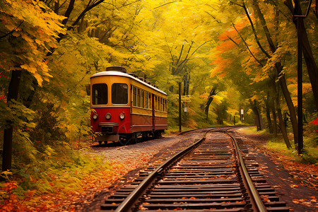 森林中的铁轨森林中的列车背景