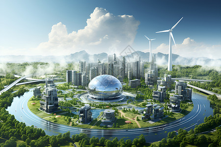 设计的新能源建筑背景图片