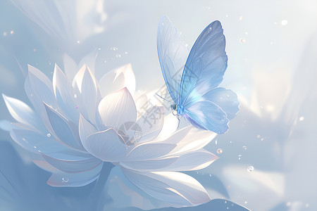 莲花上的蝴蝶背景图片