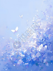 花海里的蝴蝶背景图片