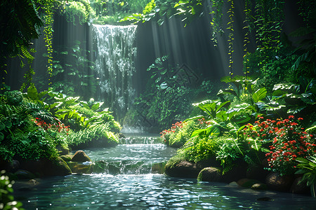 热带雨林风景美丽大自然插画