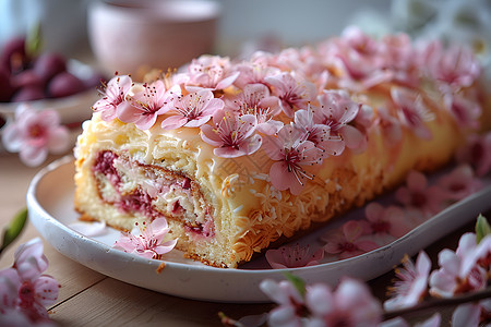 桃花蛋糕背景图片