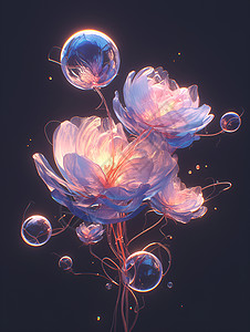 梦幻花卉插图背景图片