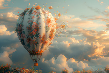 花卉热气球梦背景图片