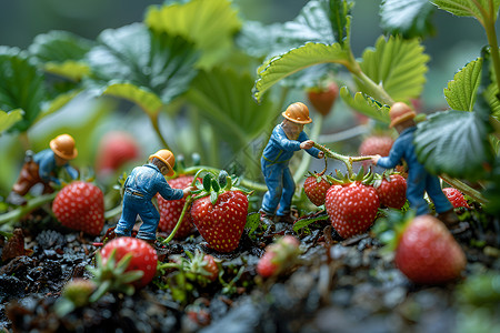 袖珍的草莓园背景图片