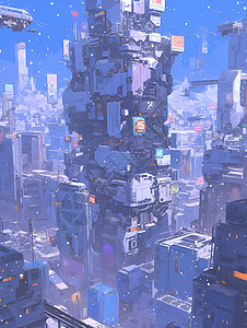 都市奇幻未来城市插画