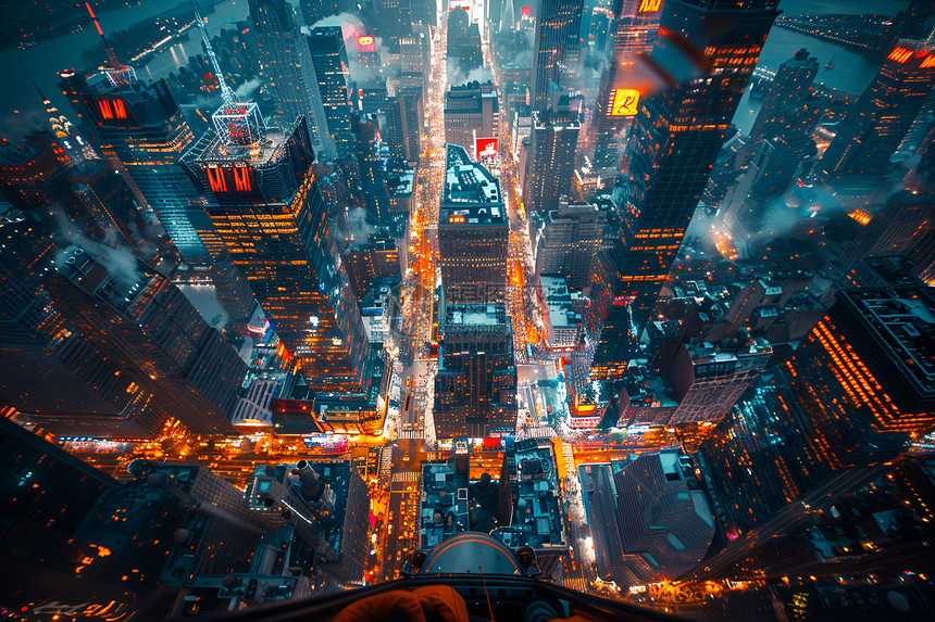 夜幕中俯瞰城市图片
