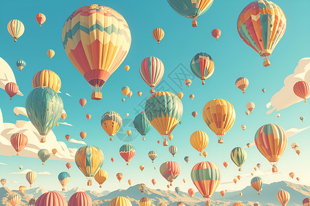 冉冉升空的彩色热气球背景图片