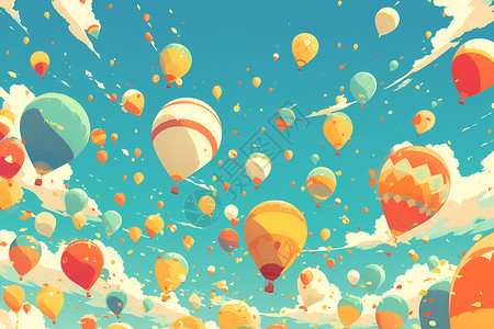 卡通热气球彩色彩色热气球盛会插画