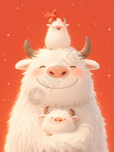 青海牦牛毛茸茸的山羊插画