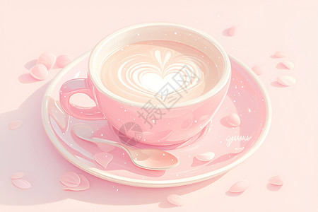 粉色咖啡杯背景图片