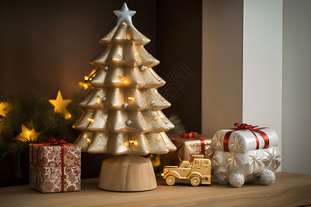 圣诞节礼物和装饰背景图片