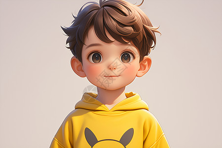 可爱男孩穿着黄色卫衣背景图片