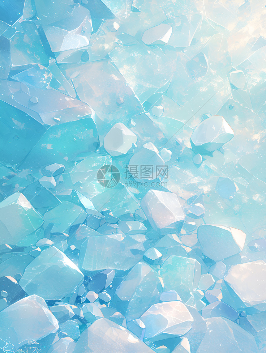 蓝白渐变抽象水晶壁纸图片