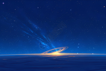 每月之星美丽的土星之环插画