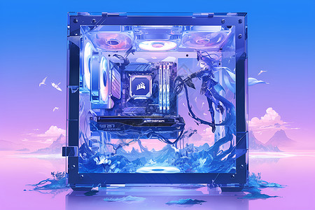 酷炫紫色电脑机箱背景图片