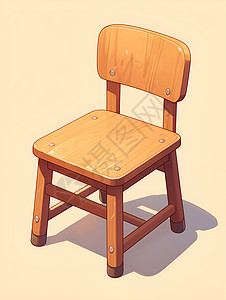 实木凳一把木椅插画