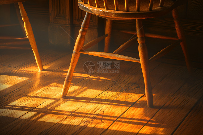 椅子被暖阳照耀图片
