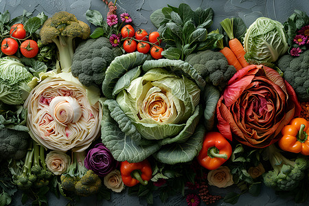 懒觉素菜仙境的魅力色彩斑斓的蔬菜组成的视觉盛宴插画