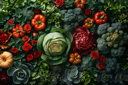 新鲜包菜蔬菜花园插画