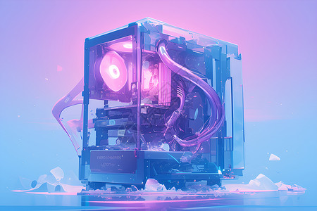 超脱时空的紫色电脑插画